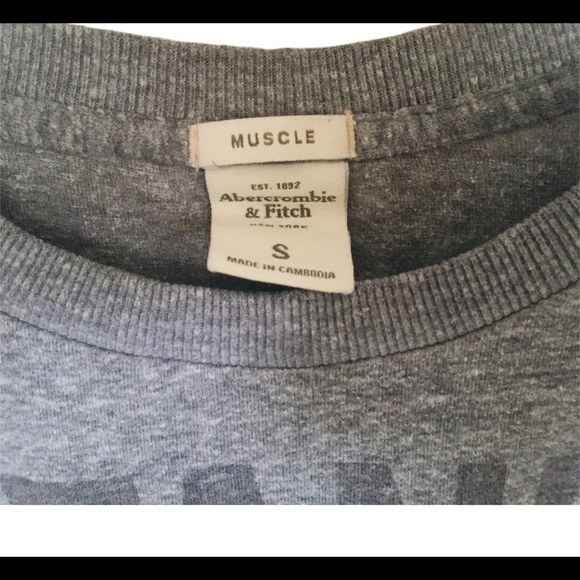 ABERCROMBIE & FITCH Stand Strong Graphic Print Tee With Cap Sleeves Grey Small - Picture 13 of 14
